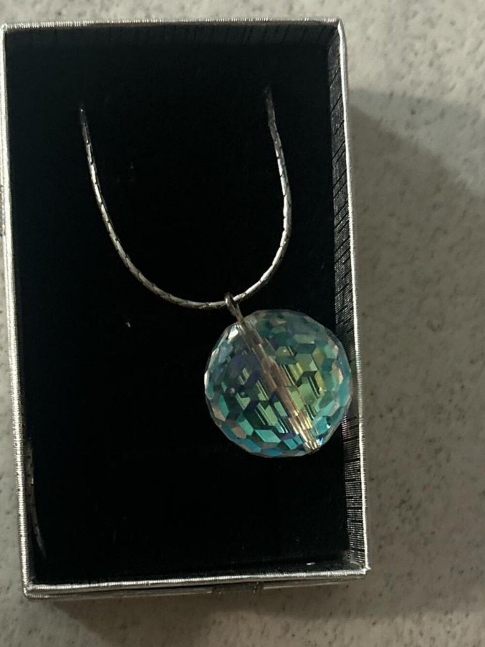 Silver Tone Turquoise Pendant Necklace Costume Jewelry